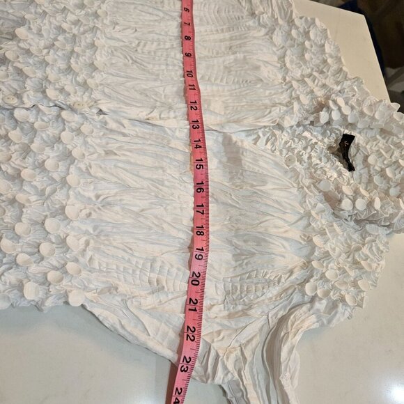 Jerry T Small White Crinkle Texture Button Tunic Fringe Hem Boho Festival - Picture 10 of 12